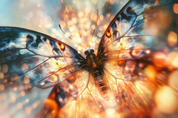 Wall Mural - Close-up of a butterfly on a blurred background, suitable for use in nature or wildlife images