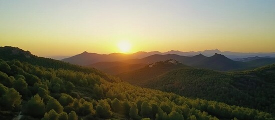 Wall Mural - Sunset Over Mountain Range