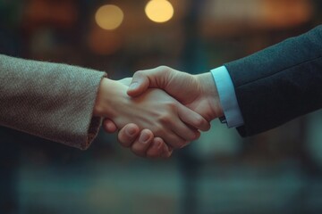 Poster - Two individuals shaking hands, conveying agreement and trust