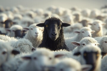 Poster - A group of sheep gathered closely, showcasing their social nature
