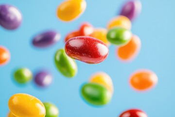 Aufkleber - Colorful jelly beans suspended in mid-air, perfect for illustrations and designs