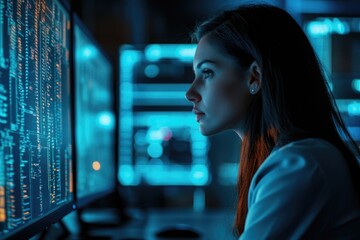Poster - A person sitting in front of a computer screen, likely working or browsing