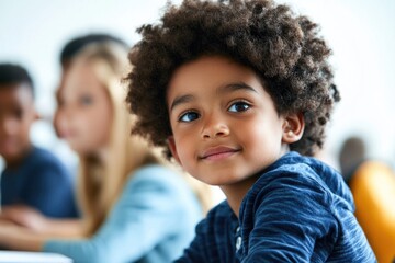Aufkleber - Group of kids learning together, great for education or office backgrounds