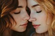 © Vision Studio - Romantic lesbian couple touching their noses, Generative AI