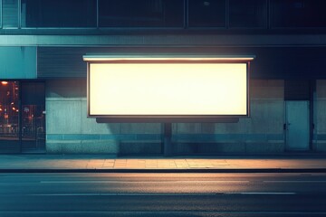 Aufkleber - A vacant billboard stands out on a bustling city street at night, awaiting its next message