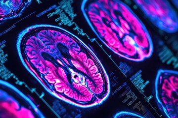 Poster - Detailed image of a human brain scan showing internal structures and activity