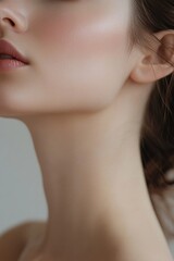 Poster - A close-up shot of a woman's face with her eyes closed, ideal for use in portraits, self-care, and introspective scenes