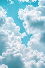 Poster - A plane flies through a cloudy blue sky with some contrails visible