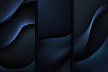 Poster - Three abstract backgrounds featuring blue and black colors, suitable for use in various design projects