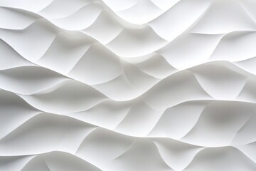 Poster - Close-up view of a wall constructed from stacked white paper sheets, with texture and folds visible