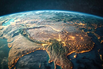 Poster - A stunning image of the Earth viewed from space at night, showcasing its beauty and fragility
