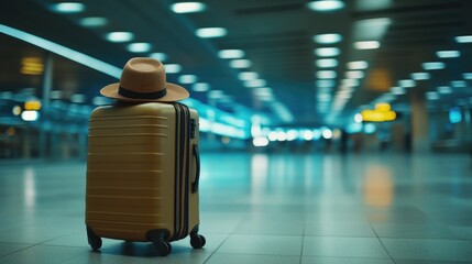 Sticker - A suitcase with a hat on top, ready for travel