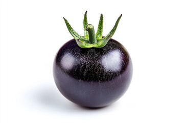 Poster - A single black eggplant sitting on a clean white surface