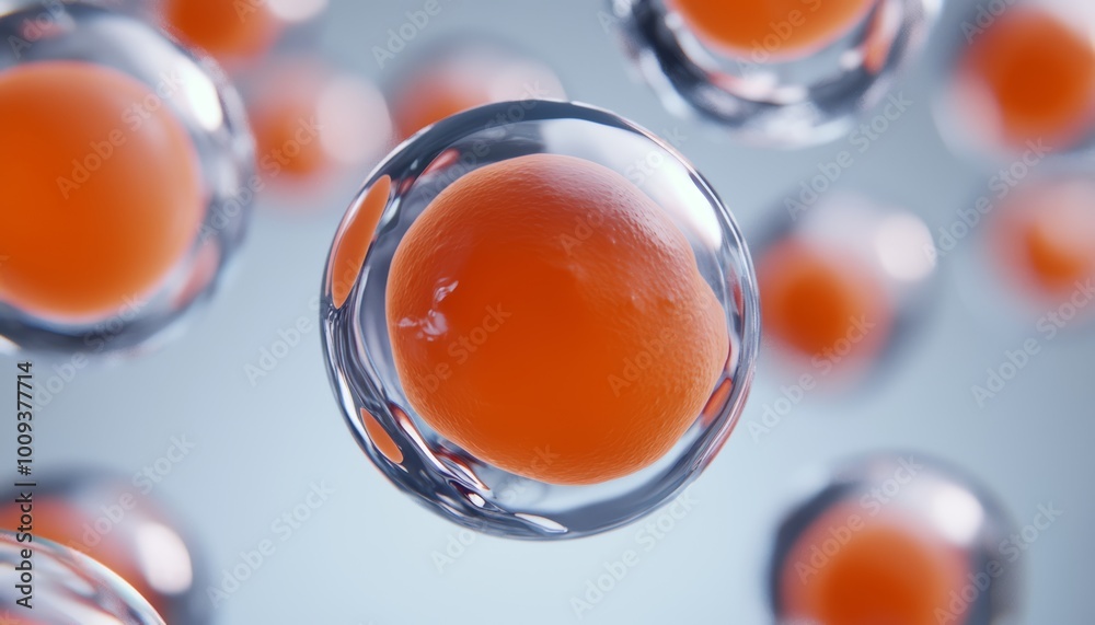 A 3D view of a cluster of embryonic stem cells under a microscope, with ...