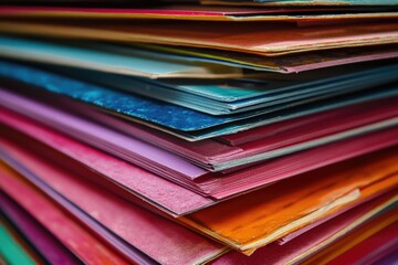 Aufkleber - A pile of colorful documents or notes stacked on top of each other