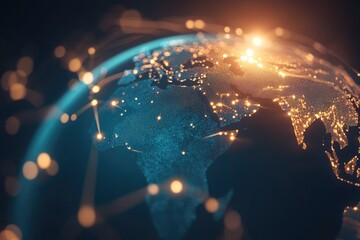 Poster - A close-up shot of a globe with lights shining from within, ideal for use in presentations, education and travel-related projects