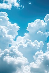 Aufkleber - A single plane flying high up in the clouds, with a bright blue sky as the backdrop