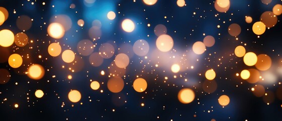 Poster - Bokeh lights on a dark background creating a festive atmosphere.