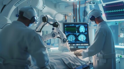 Aufkleber - A robot is assisting a doctor in performing a surgery