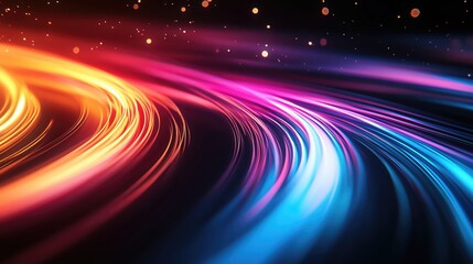 Poster - Vibrant and colorful light trails creating a dynamic flow, perfect for backgrounds and abstract designs.
