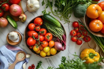 Canvas Print - Fresh organic vegetables fruit plant food.