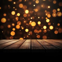 Poster - Rustic wooden table with bokeh