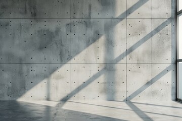 Poster - Empty concrete wall mockup of office architecture construction building.