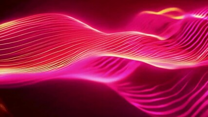 Wall Mural - Magenta-red semi-circles cascade rhythmic pattern, highlighted by thin golden stripes pulse in sync subtle wave-like motion, luxurious flowing effect, 4k High-Quality Luxury Background Animation Video
