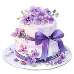 Canvas Print - Purple coquette cake dessert wedding blossom.