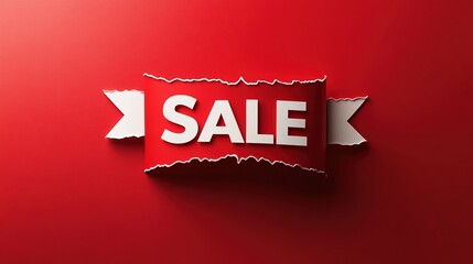 Black Friday Sale or Discount banner. Red clothes tag over red background. Modern minimal design with space for text. Template for promotion, advertising, web, social and fashion ads