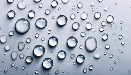 Poster - Water drops on WHITE background, above view