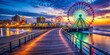 © Man888 - Scenic Views of Atlantic City Boardwalk Featuring Vibrant Lights and Beautiful Ocean Backgrounds