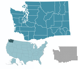 Sticker - Set maps of Washington state