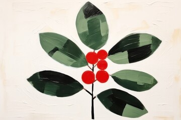 Wall Mural - Holly art plant brush.