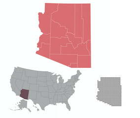 Wall Mural - Map of Arizona state in the colors of the Republican Party