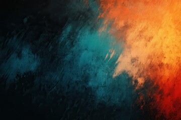 Poster - Lively gradient background featuring textured tones of orange, blue, teal, and black for a striking banner, poster, or cover design