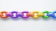 © TSUCHAXAYA - Colorful plastic chain links arranged in rainbow order on a white background. Vibrant and playful design concept for unity and diversity.
