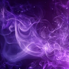 Wall Mural - abstract violet smoke waves swirling on deep black background