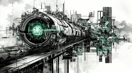 Wall Mural - Futuristic Cityscape: A Cyberpunk Vision of Urban Architecture