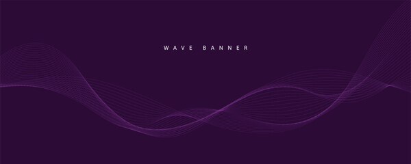 Wall Mural - Abstract digital technology futuristic purple wave background.