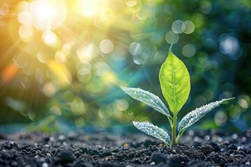 Poster - Plant growing sunlight outdoors nature.