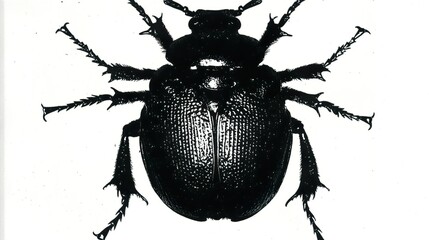 Poster - Black and White Beetle Macro Photography