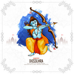 Happy Dussehra vijayadashami indian cultural festival card with lord ram