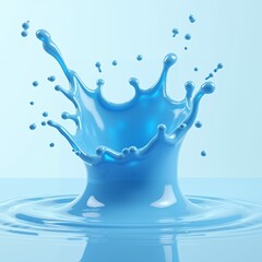 A dynamic splash of blue liquid on a clean white background. Suitable for various design projects