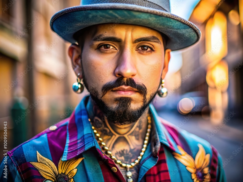 Stylish Cholo Fashion Portrait with Distinctive Attire and Accessories ...