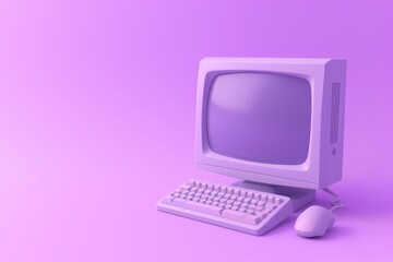 Sticker - Purple retro computer icon screen electronics television.