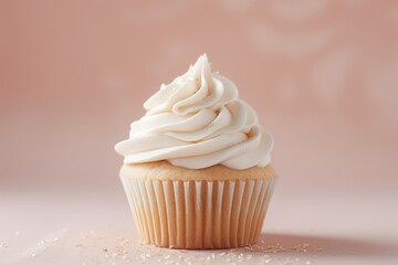 Canvas Print - Home made white cupcake dessert icing cream.