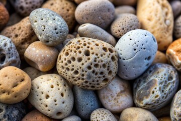 Poster - Close-up of smooth and textured beach rocks with unique patterns