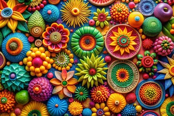 Aufkleber - vibrant abstract pattern with colorful shapes and textures, perfect for creative design projects