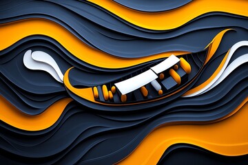 Poster - Geometric design of a vendorâ€™s boat drifting through the canal, with abstract shapes representing the flow of the market and the dynamic energy of Thailandâ€™s waterways